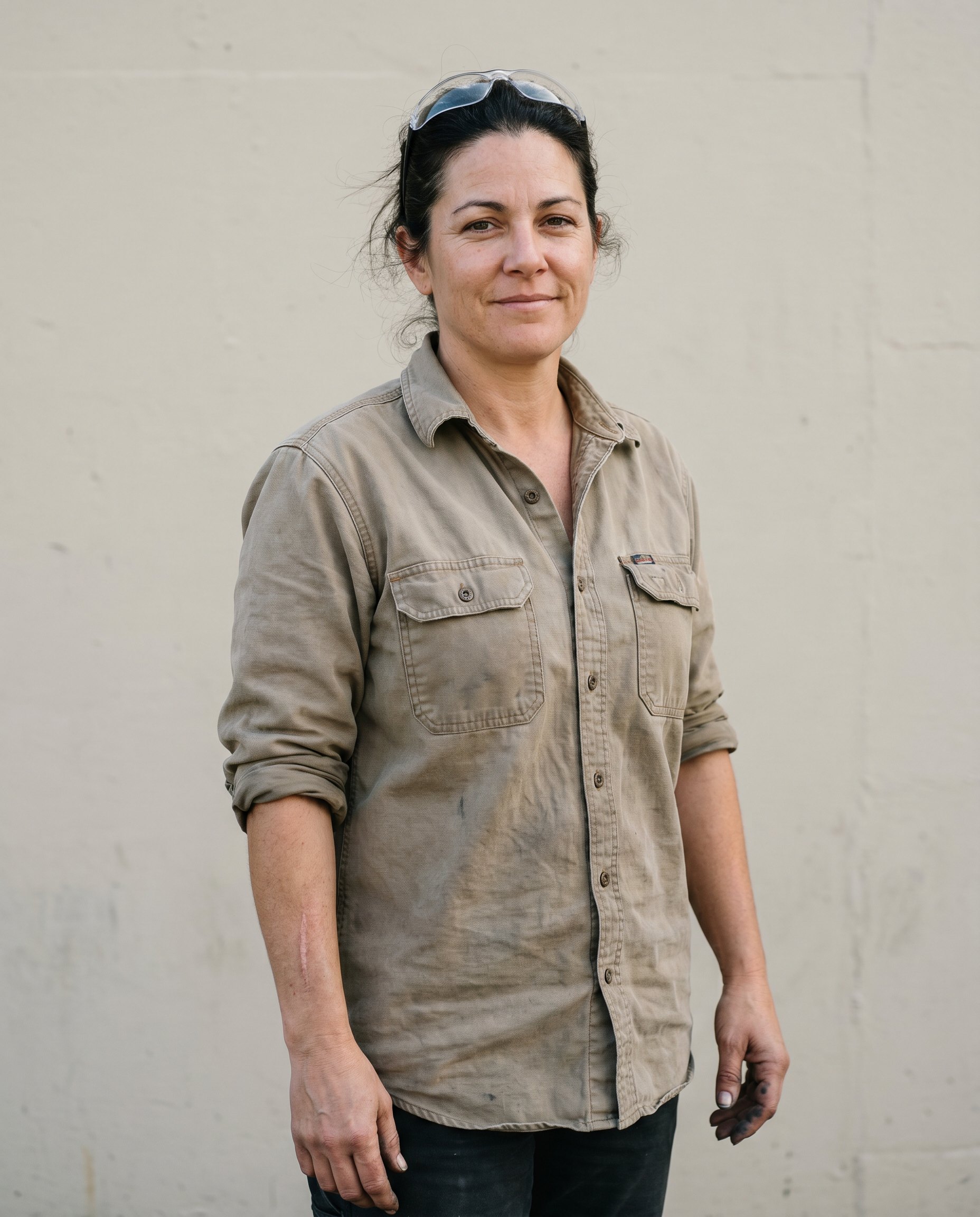 A union electrician in her workshop